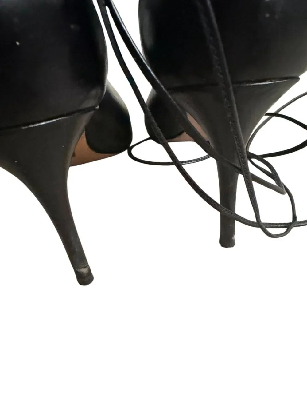MICHAEL KORS COLLECTION Black Leather Laceup Sandals Heels Size 39 / US 9